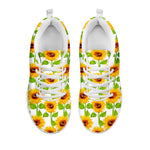 White Watercolor Sunflower Pattern Print White Running Shoes