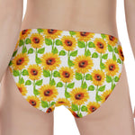 White Watercolor Sunflower Pattern Print Women's Panties