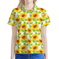 White Watercolor Sunflower Pattern Print Women's Polo Shirt