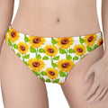 White Watercolor Sunflower Pattern Print Women's Thong