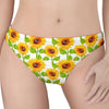 White Watercolor Sunflower Pattern Print Women's Thong