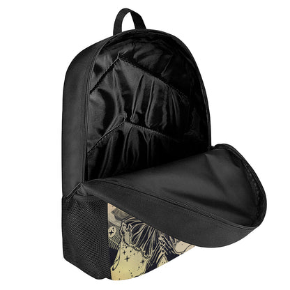 Wiccan Girl And Magical Moon Print 17 Inch Backpack
