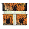 Wiccan Girl And Magical Moon Print 3 Piece Kitchen Curtains