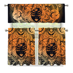 Wiccan Girl And Magical Moon Print 3 Piece Kitchen Curtains
