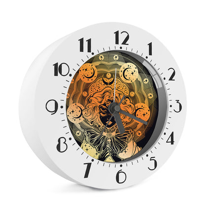 Wiccan Girl And Magical Moon Print Alarm Clock