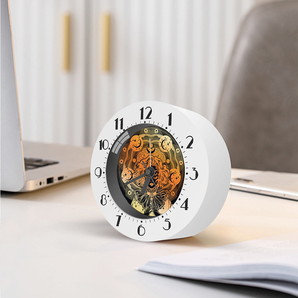 Wiccan Girl And Magical Moon Print Alarm Clock