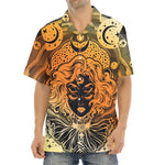 Wiccan Girl And Magical Moon Print Aloha Shirt