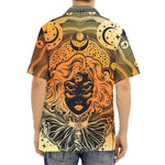 Wiccan Girl And Magical Moon Print Aloha Shirt