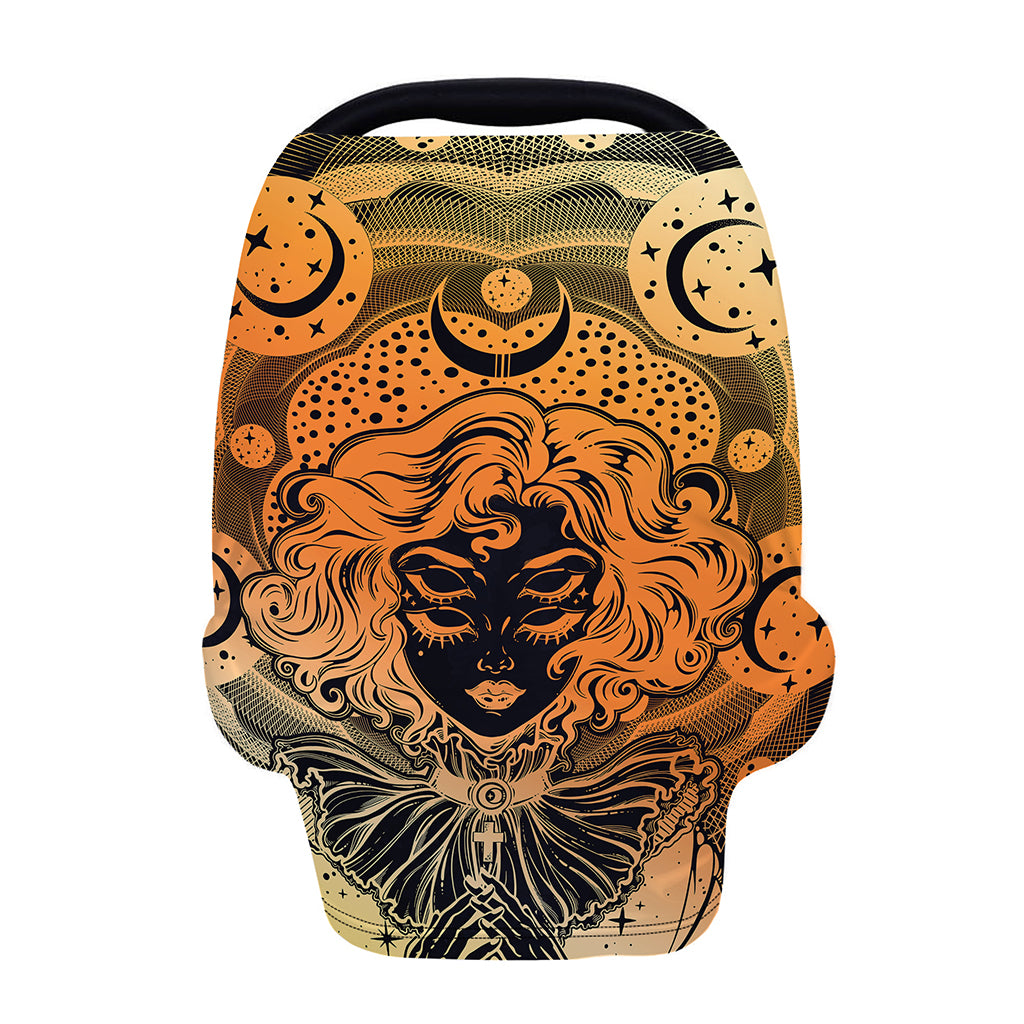 Wiccan Girl And Magical Moon Print Baby Seat Cover