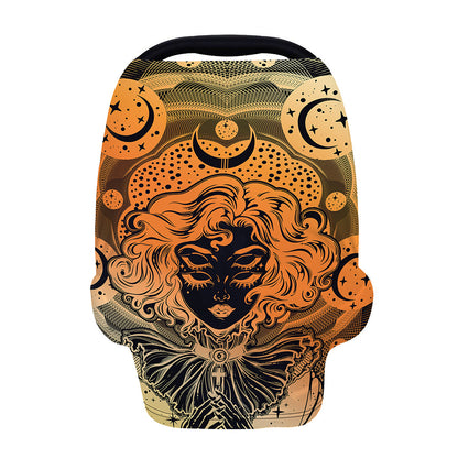 Wiccan Girl And Magical Moon Print Baby Seat Cover