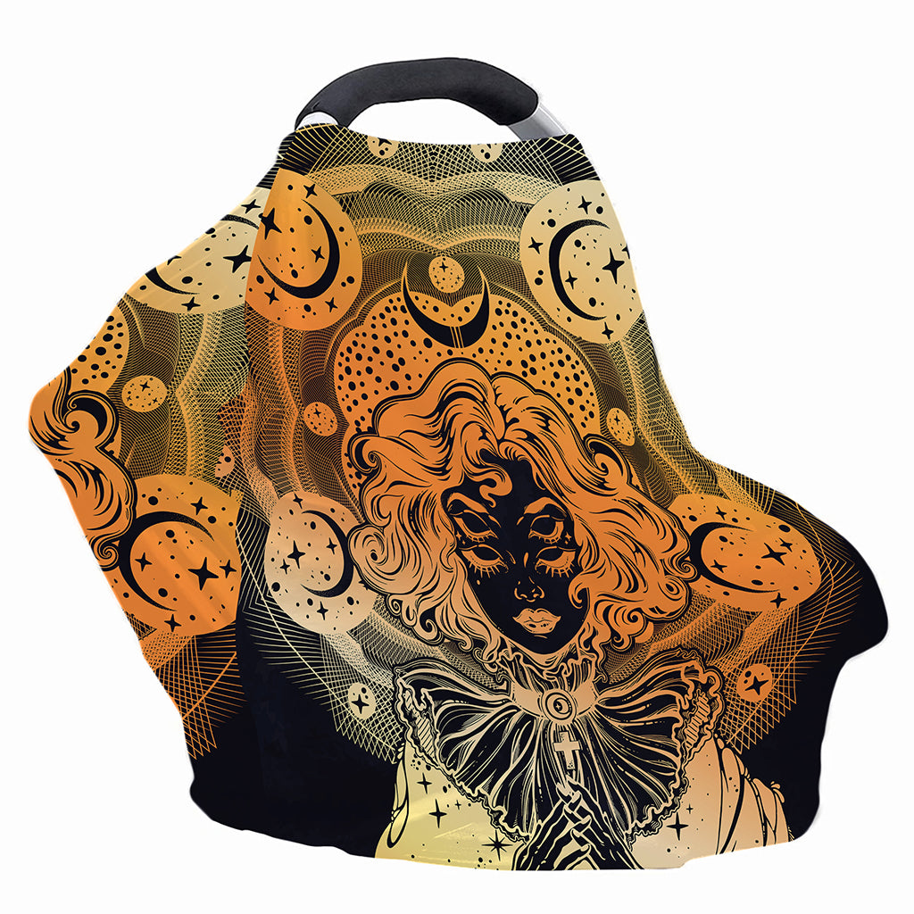 Wiccan Girl And Magical Moon Print Baby Seat Cover