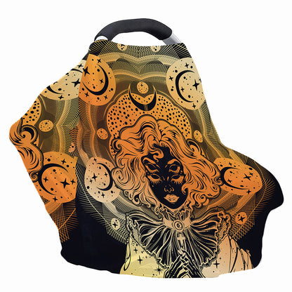 Wiccan Girl And Magical Moon Print Baby Seat Cover