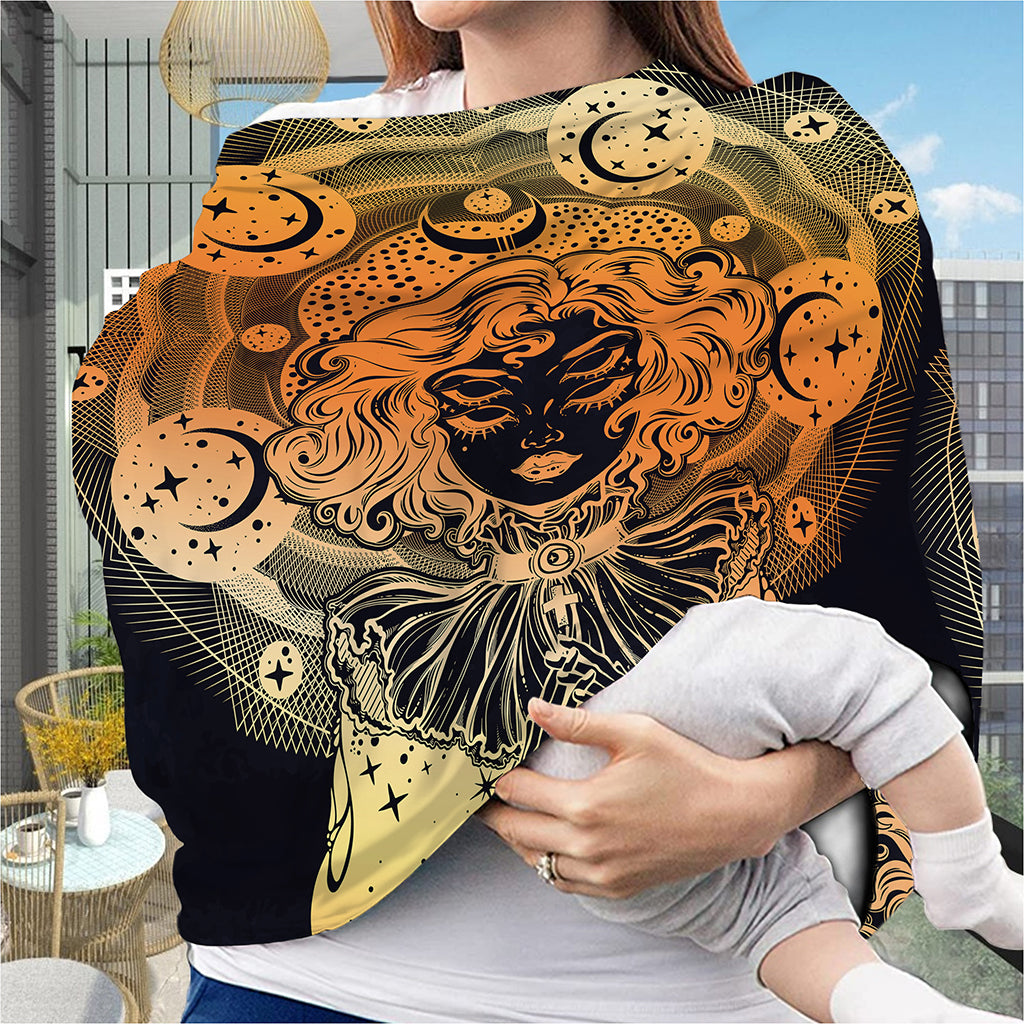 Wiccan Girl And Magical Moon Print Baby Seat Cover