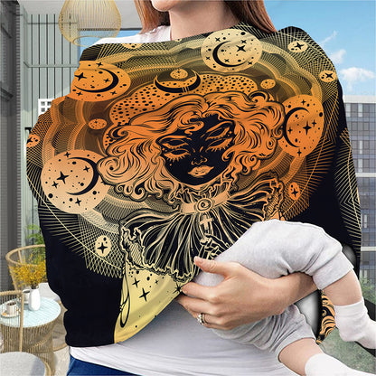 Wiccan Girl And Magical Moon Print Baby Seat Cover