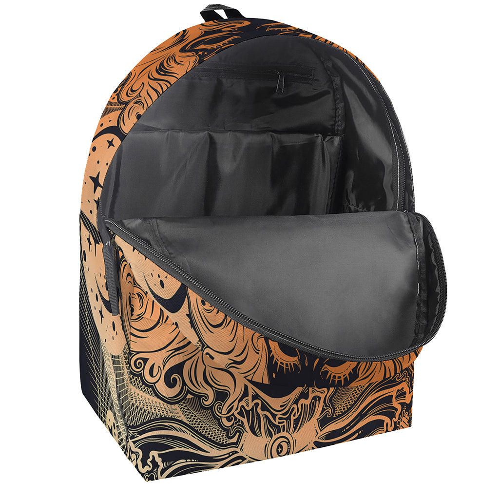 Wiccan Girl And Magical Moon Print Backpack