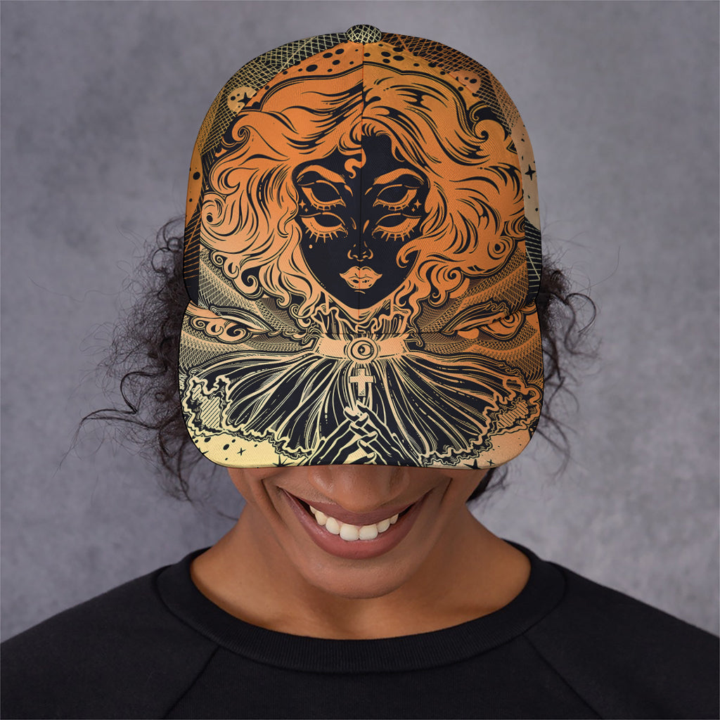 Wiccan Girl And Magical Moon Print Baseball Cap