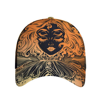 Wiccan Girl And Magical Moon Print Baseball Cap