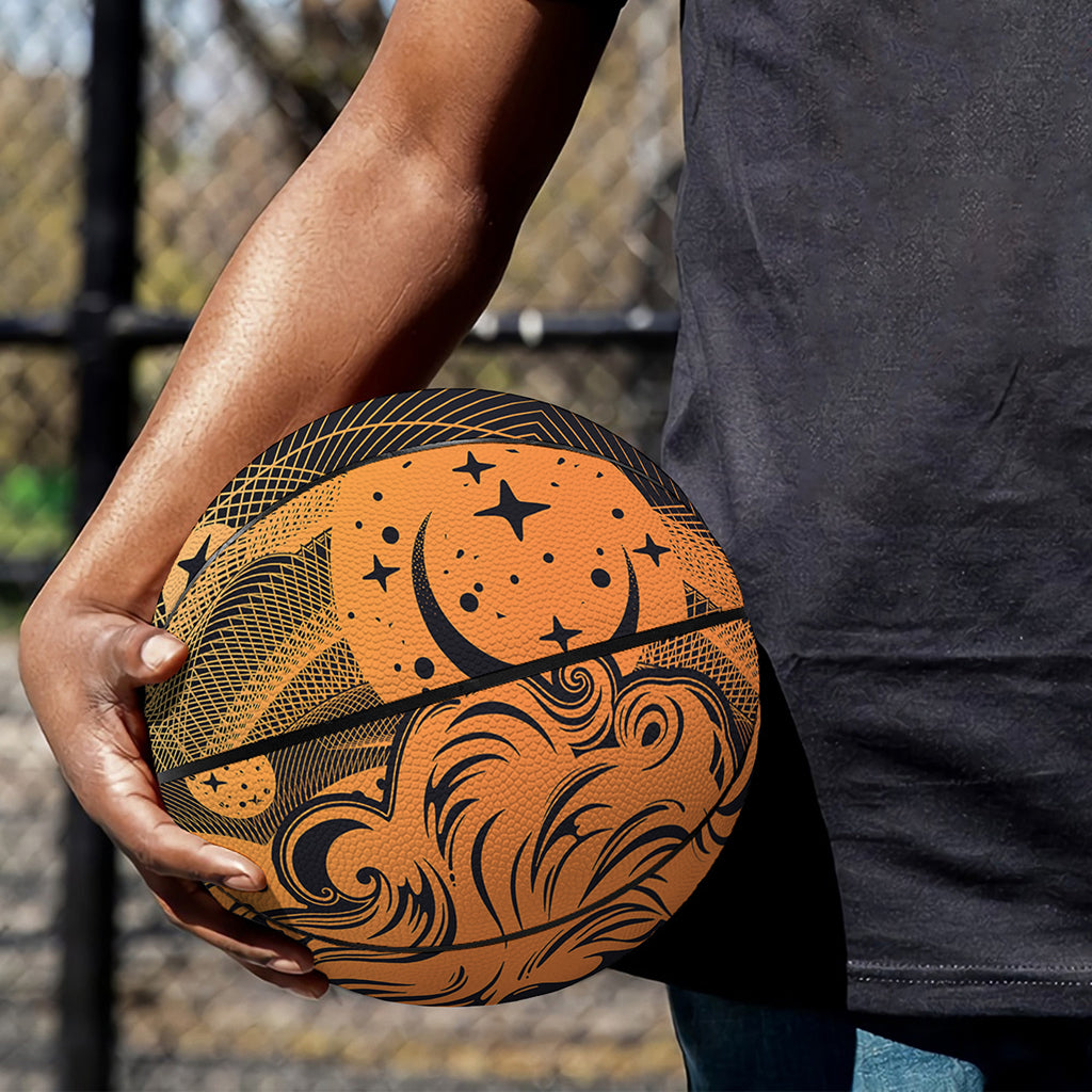 Wiccan Girl And Magical Moon Print Basketball