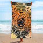 Wiccan Girl And Magical Moon Print Beach Towel