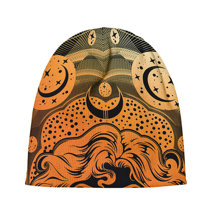 Wiccan Girl And Magical Moon Print Beanie