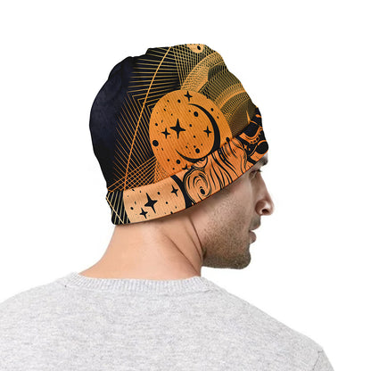 Wiccan Girl And Magical Moon Print Beanie