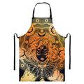 Wiccan Girl And Magical Moon Print Bib Apron With Pocket