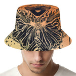 Wiccan Girl And Magical Moon Print Bucket Hat