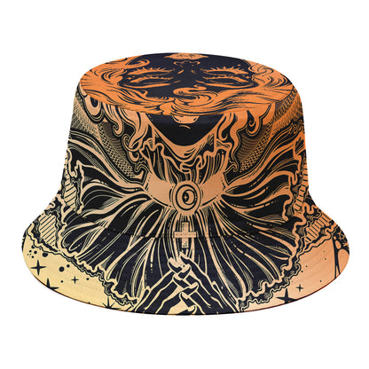 Wiccan Girl And Magical Moon Print Bucket Hat
