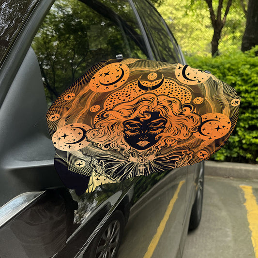 Wiccan Girl And Magical Moon Print Car Side Mirror Covers
