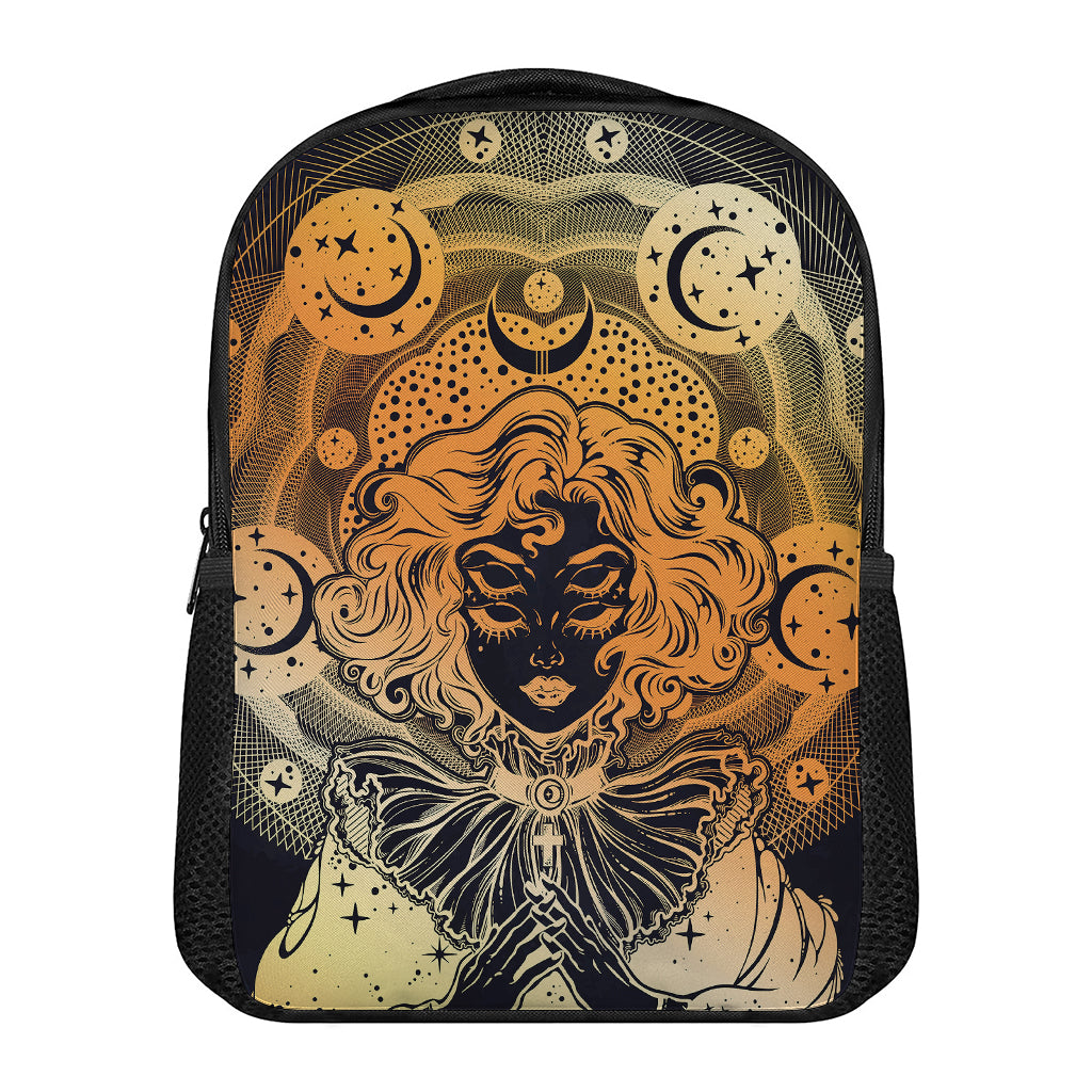 Wiccan Girl And Magical Moon Print Casual Backpack