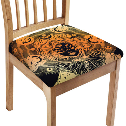 Wiccan Girl And Magical Moon Print Chair Cushion Cover