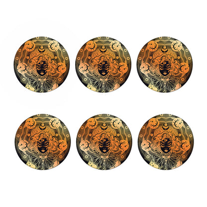 Wiccan Girl And Magical Moon Print Coaster Set
