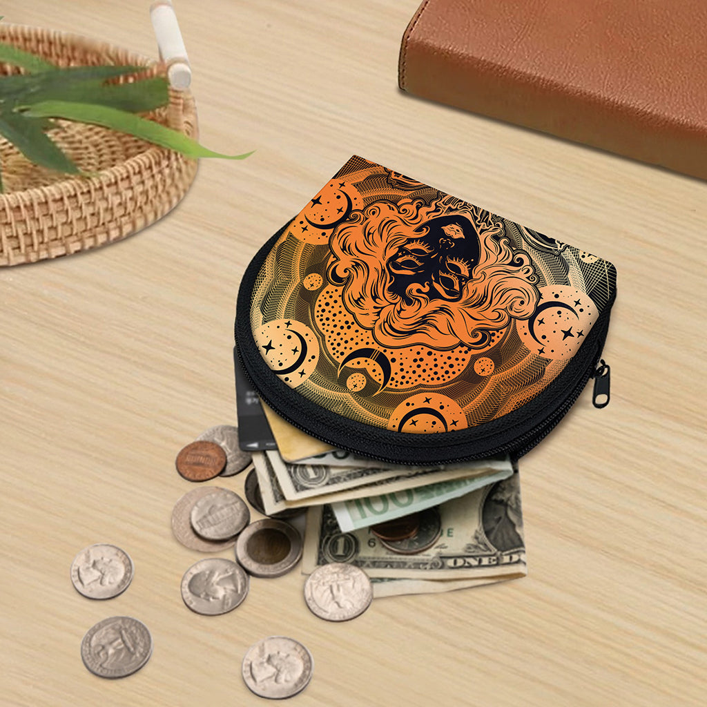 Wiccan Girl And Magical Moon Print Coin Purse