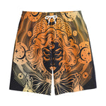 Wiccan Girl And Magical Moon Print Cotton Shorts