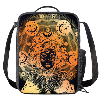 Wiccan Girl And Magical Moon Print Crossbody Lunch Bag