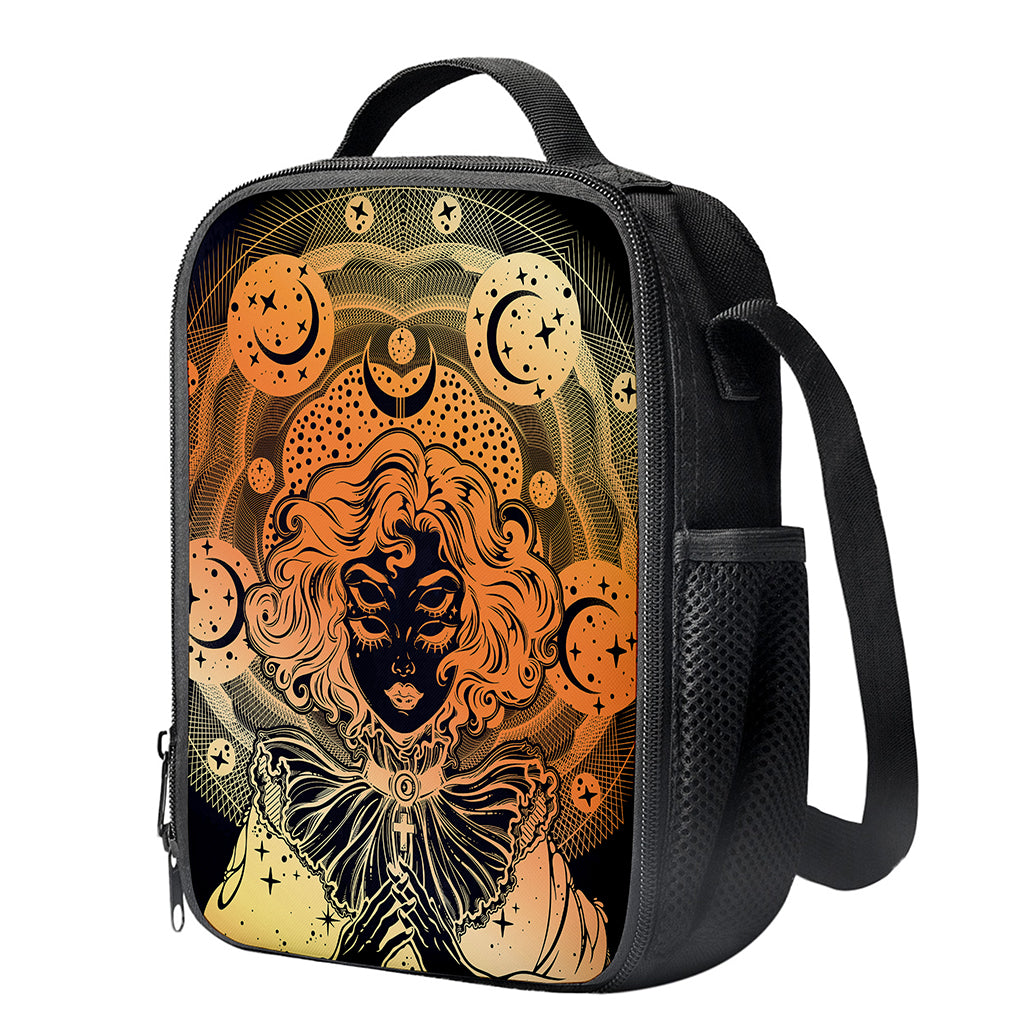 Wiccan Girl And Magical Moon Print Crossbody Lunch Bag