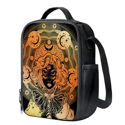 Wiccan Girl And Magical Moon Print Crossbody Lunch Bag
