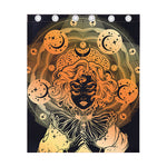 Wiccan Girl And Magical Moon Print Curtain