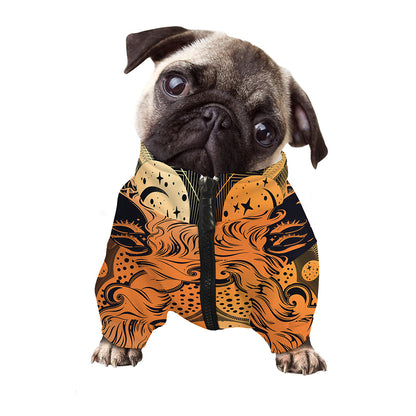 Wiccan Girl And Magical Moon Print Dog Zip Up Jacket