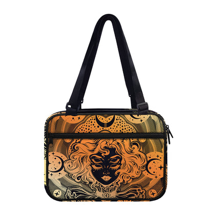 Wiccan Girl And Magical Moon Print Double Strap Bible Bag