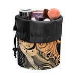 Wiccan Girl And Magical Moon Print Drawstring Makeup Bag