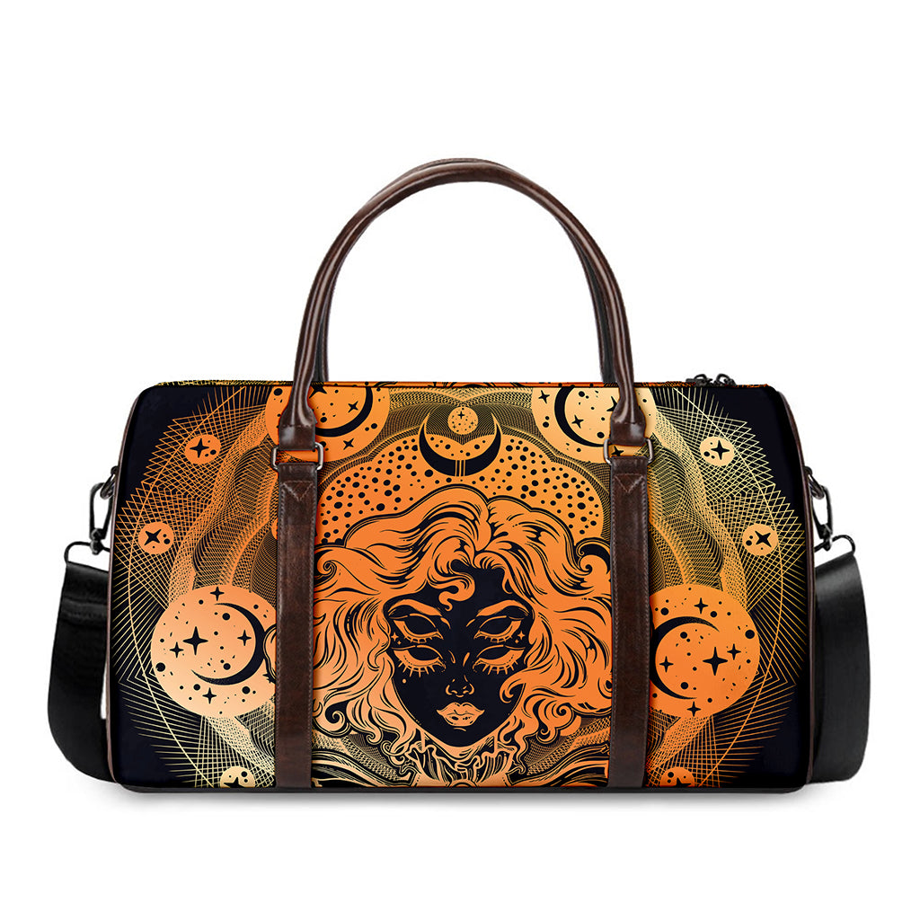 Wiccan Girl And Magical Moon Print Duffle Bag