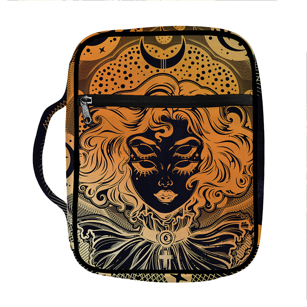 Wiccan Girl And Magical Moon Print Front Pocket Bible Bag