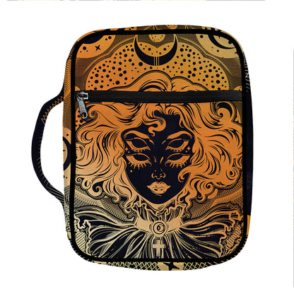 Wiccan Girl And Magical Moon Print Front Pocket Bible Bag
