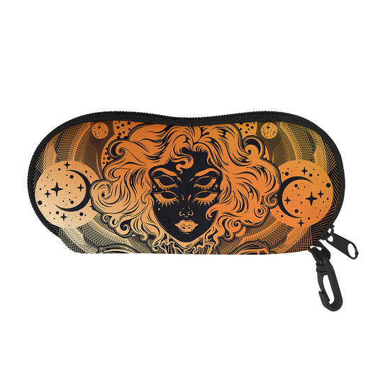 Wiccan Girl And Magical Moon Print Glasses Case