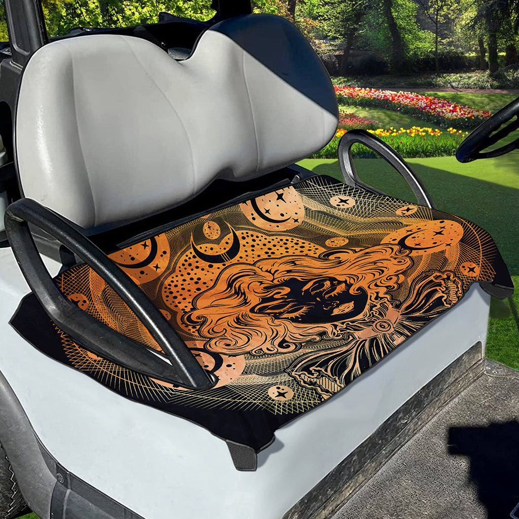Wiccan Girl And Magical Moon Print Golf Cart Seat Cover
