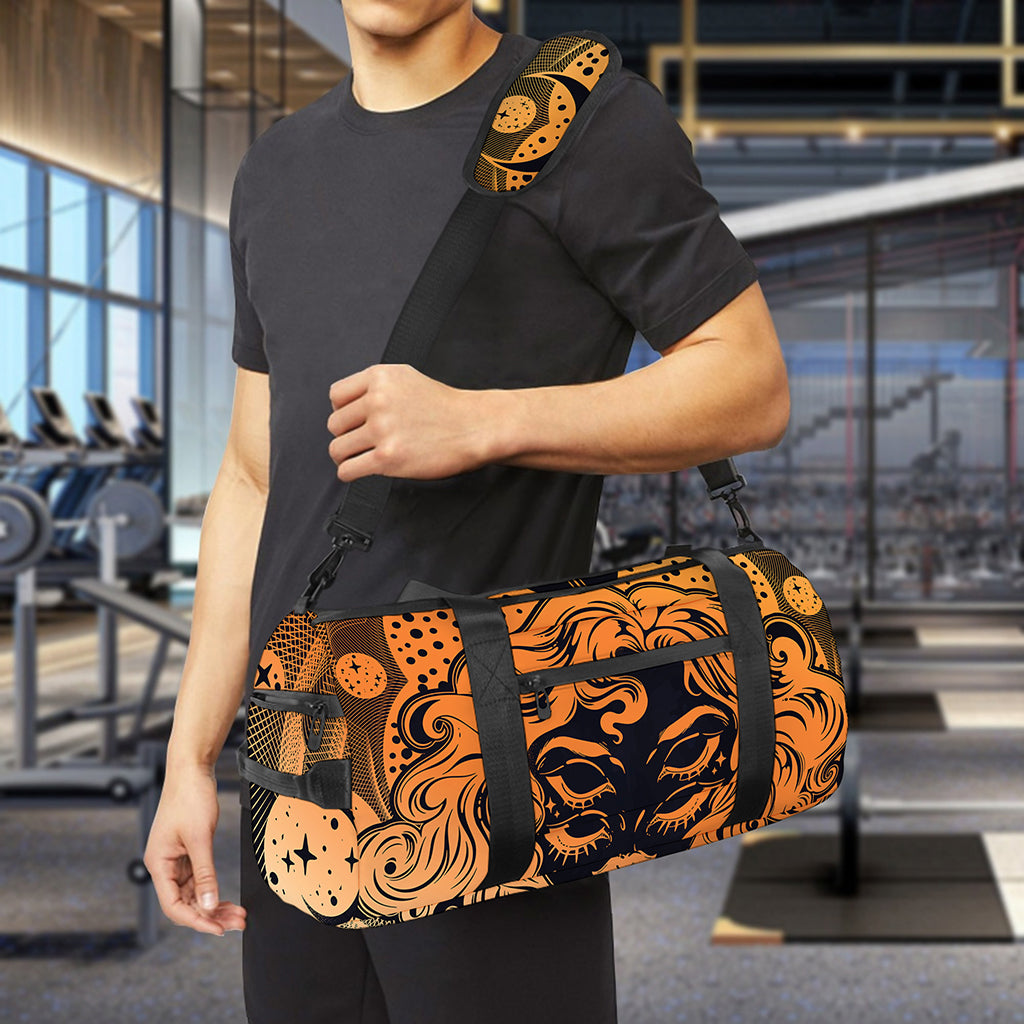 Wiccan Girl And Magical Moon Print Gym Bag