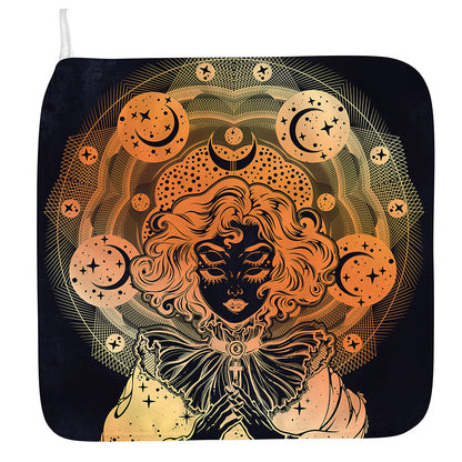 Wiccan Girl And Magical Moon Print Hand Towel