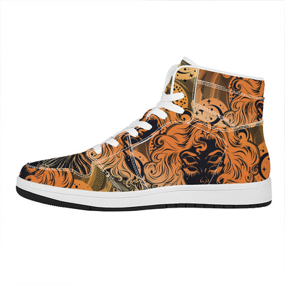 Wiccan Girl And Magical Moon Print High Top Leather Sneakers