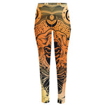 Wiccan Girl And Magical Moon Print High-Waisted Pocket Leggings